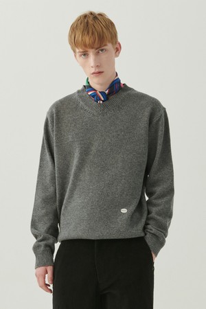 헤리티지 브이넥 울 니트 그레이