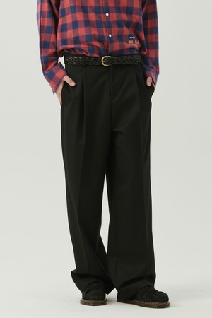 소프트 개버딘 이지 테일러드 울 팬츠 블랙