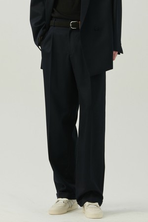 소프트 개버딘 이지 테일러드 울 팬츠 네이비