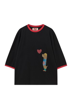 런조이 퍼포먼스 7부 티셔츠 블랙