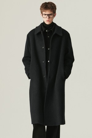 럭스 알파카 블렌드 싱글 코트 블랙