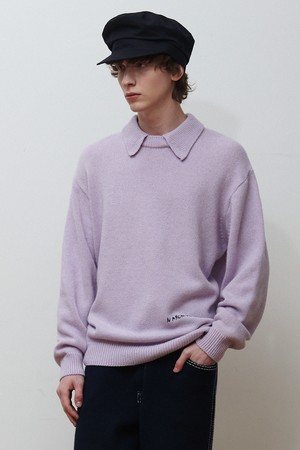 모듈러 카라 울 니트 라벤더