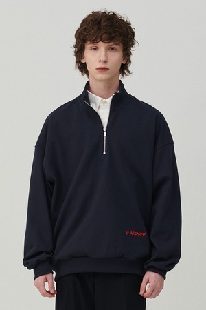 프리미엄 유니폼 하프 집 티셔츠 네이비