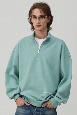 프리미엄 유니폼 하프 집 티셔츠 스톤 그린