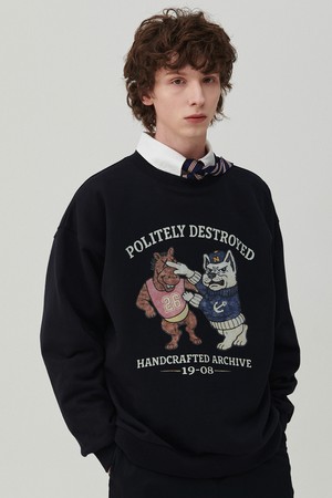 빈티지 아카이브 그래픽 스웨트 셔츠 네이비