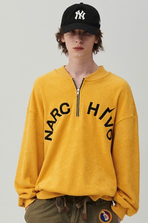 헤비 테리 하프 집업 스웨트 셔츠 옐로우