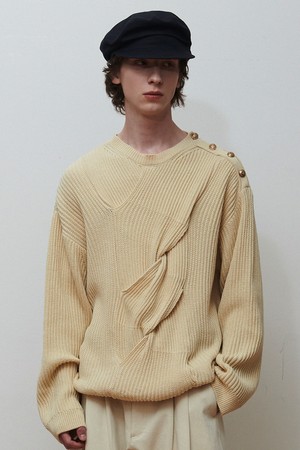 시그니처 케이블 코튼 니트 아이보리