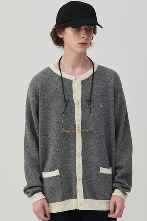 소프트 트위드 아카이브 라운드 가디건 그레이