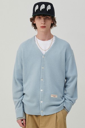 더블 커프스 수퍼 파인 울 가디건 스카이 블루