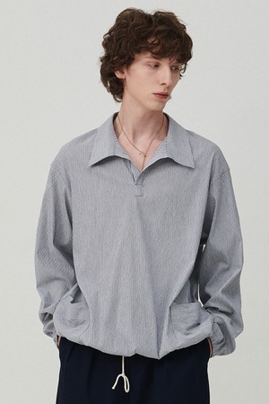 로우 텍스처 빈티지 풀오버 블루