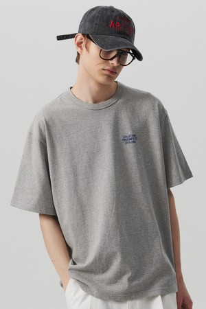 아카이브 스탬프 프린트 16수 코튼 반팔 티셔츠 그레이