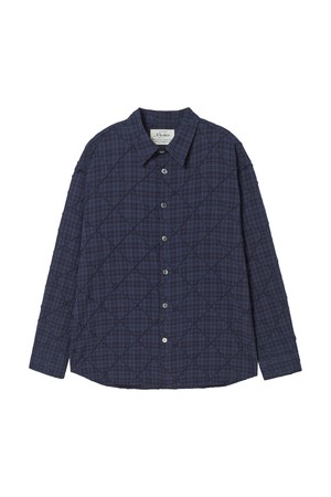 아티잔 스티치 체크 셔츠 네이비