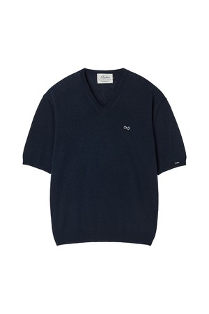 소프트 브리즈 브이넥 반팔 니트 네이비
