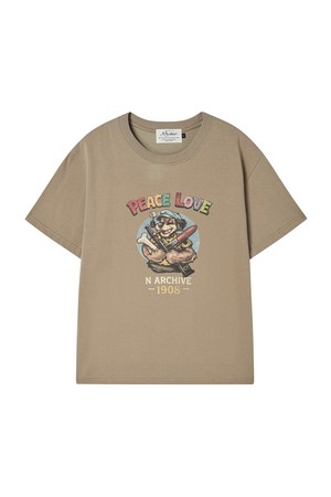 유틸리티 빈티지 워시드 반팔 티셔츠 카키