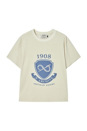 아티잔 스티치 빈티지 워시드 반팔 티셔츠 아이보리