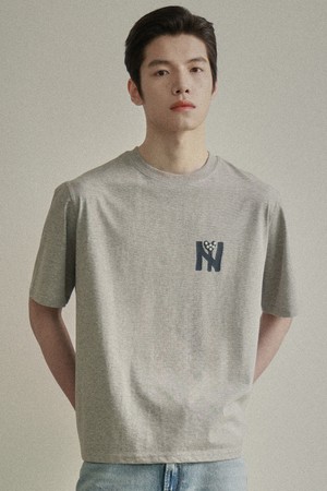 뉴욕 펄 로고 하프 티셔츠 그레이