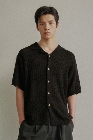 위빙 텍스처 니트 가디건 블랙