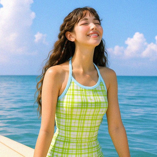 조이풀휴즈 체크 원피스 수영복