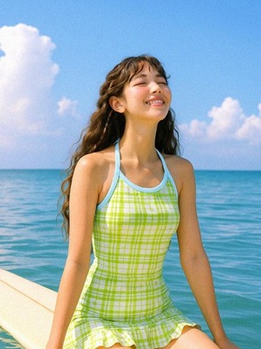 조이풀휴즈 체크 원피스 수영복-a