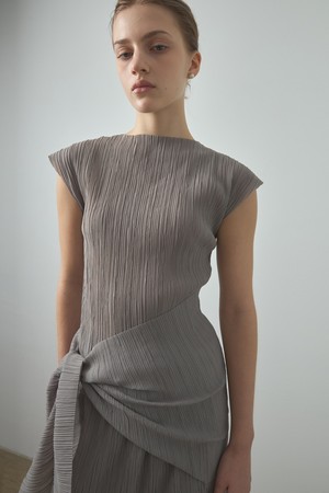 Pleated wrap Set_Etoupe