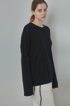 Belted Round Cashmere Knit_Black