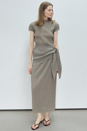 Pleated wrap Set_Etoupe