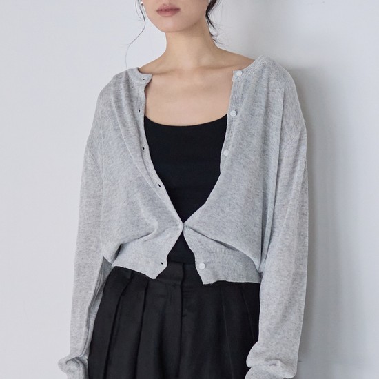 Essential Round Cardigan_Gray