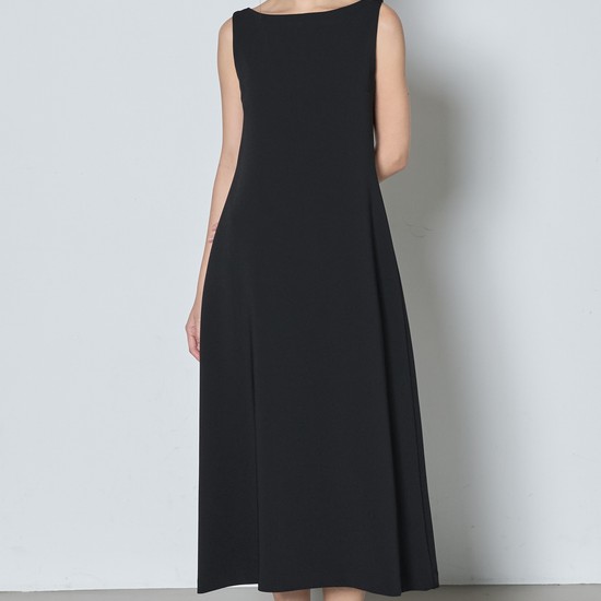 Boatneck Flare Dress_Black