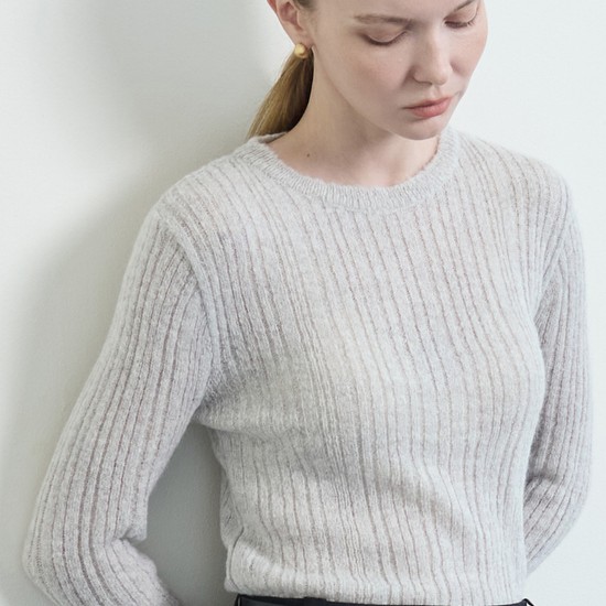 Light Rib Knit_Mist Gray