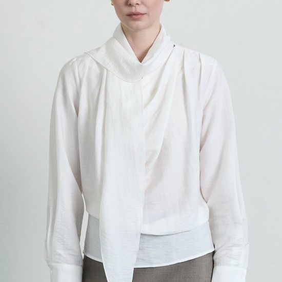 Drape Tie Blouse_Ivory