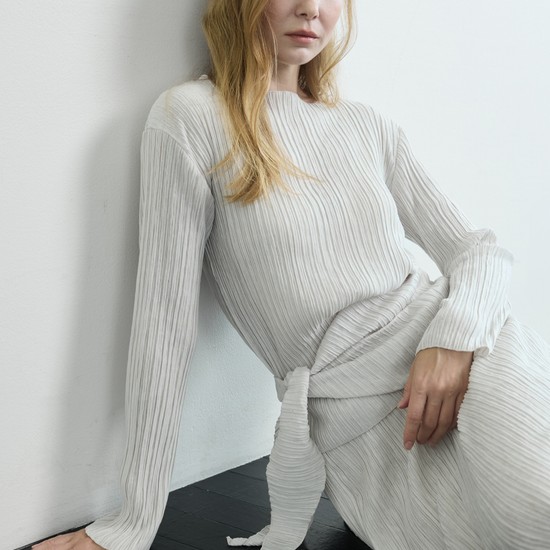 Pleated layer Set_Sand Ivory