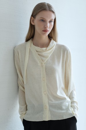 Tie Two-way Cardigan_Oatmeal