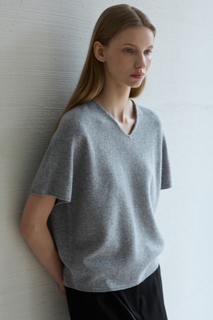 Wholegarment Wool Short Sleeve Knit_Gray