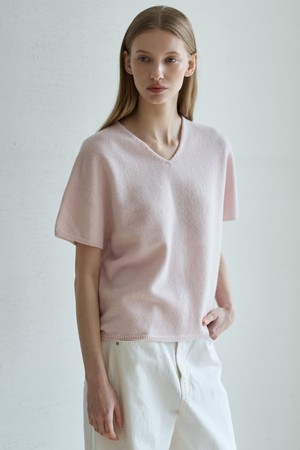 Wholegarment Wool Short Sleeve Knit_Pink