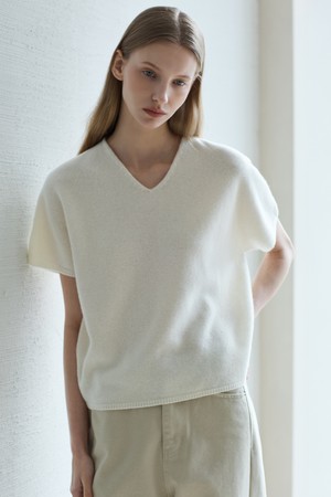 Wholegarment Wool Short Sleeve Knit_Ivory
