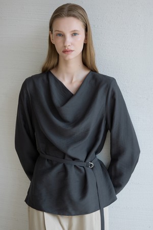 Cowl Neck Blouse_Dark Gray
