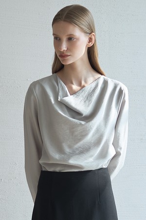 Cowl Neck Blouse_Cerulean Gray