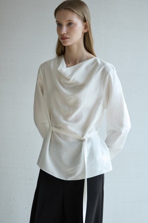 Cowl Neck Blouse_Ivory