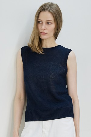 Weave Sleeveless Knit_Navy