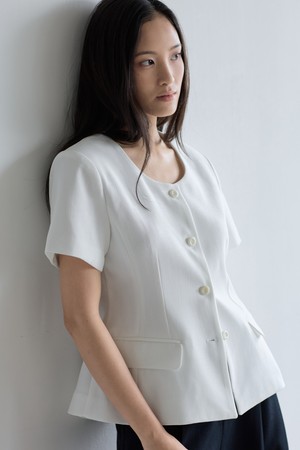 Round Line Jacket_White