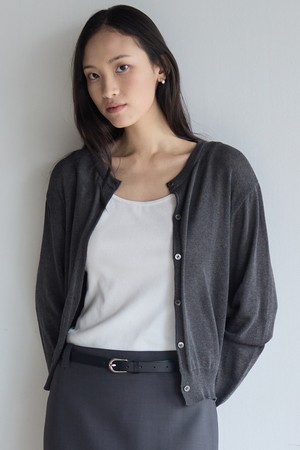 Essential Round Cardigan_Charcoal