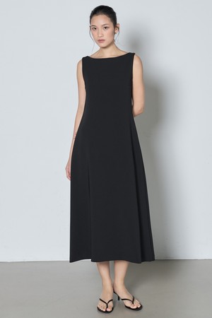 Boatneck Flare Dress_Black