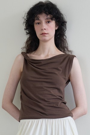 Jersey Draped Top Brown