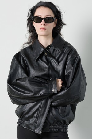 Bound Leather Blouson Black