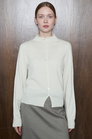 Mock Neck Cardigan_Cream