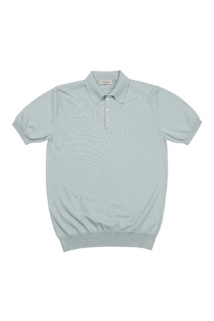 14gg Silk Cotton Half Polo Knit (Mint)
