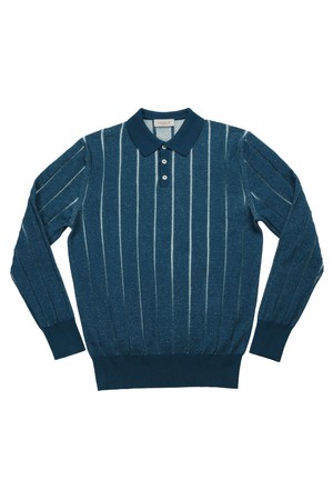 Reverse Combination Polo Knit (Blue)