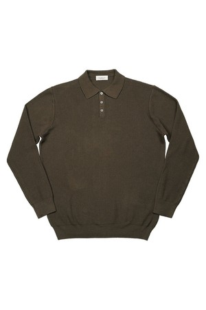 16G Texture Polo Knit (Khaki Brown)