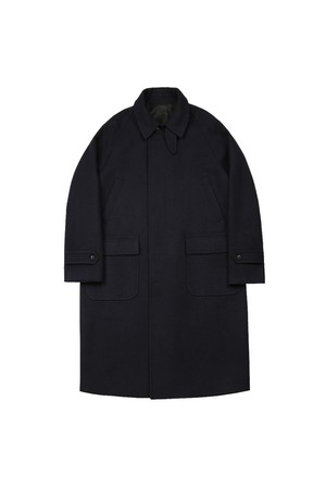 Bonheur Wool Balmacaan Coat (Navy)