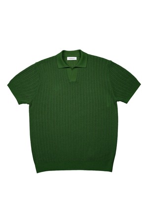 Mesh Mixed Cable Open Collar Knit (Green)